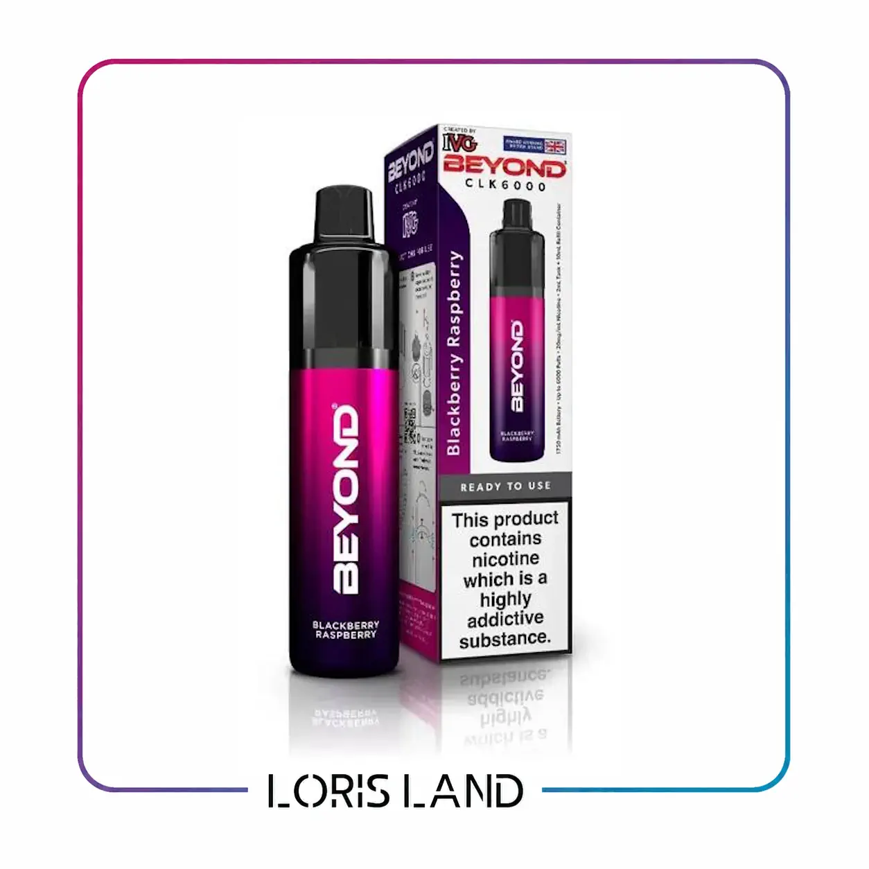 پاد یکبارمصرف آی وی جی سری بیوند ۶ هزار پاف طعم زغال اخته تمشک IVG-Beyond